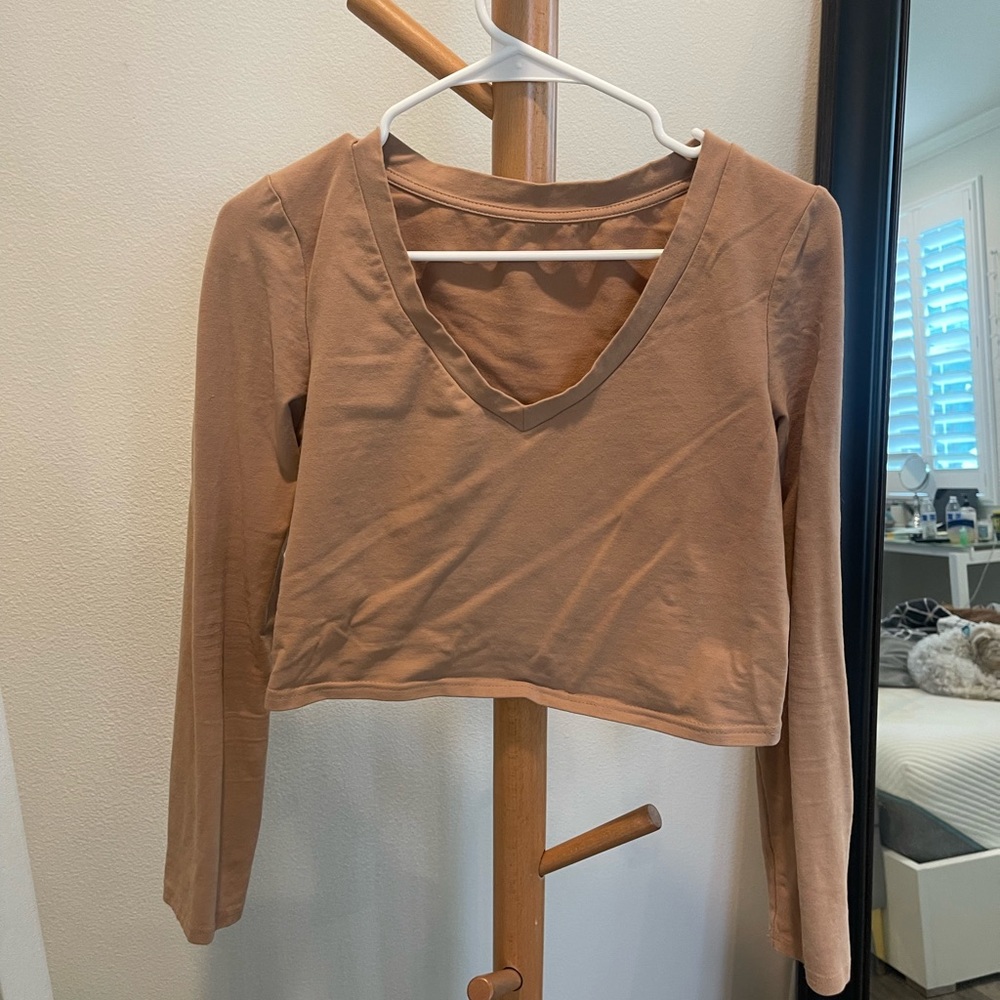 Tan long sleeve cropped